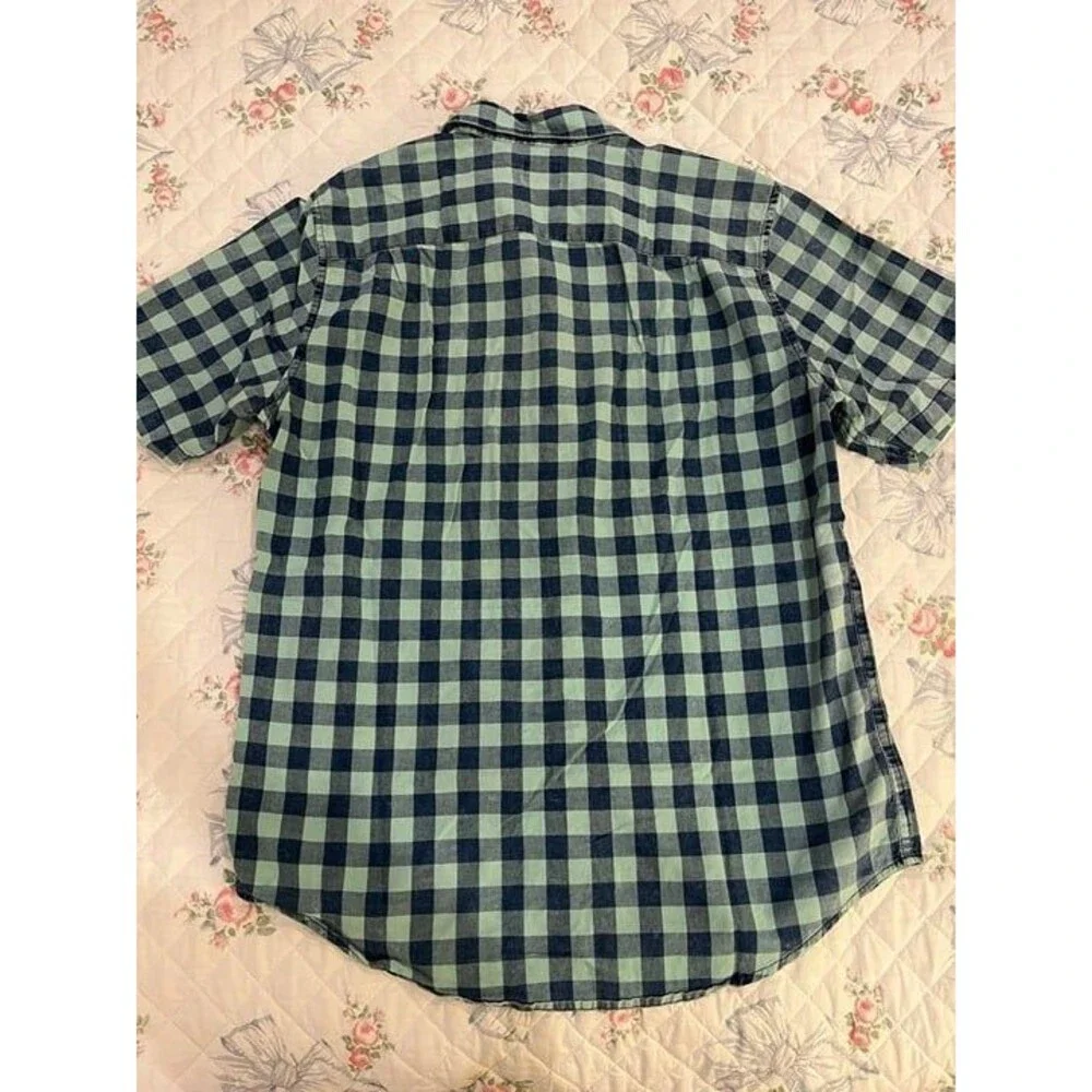 Faherty Ventura Buffalo Check Button Down Shirt Indigo Sea size Small - Picture 8 of 9